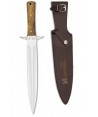 Cuchillo táctico para caza con virola de acero y mango de madera de olivo
