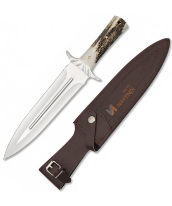 Cuchillo táctico para caza con virola de acero y mango de Asta de ciervo