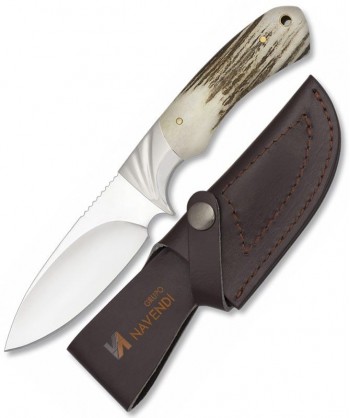 Cuchillo táctico para caza con virola de acero y mango de Asta de ciervo