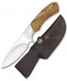 Cuchillo táctico para caza con virola de acero y mango de madera de olivo