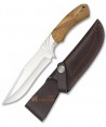 Cuchillo táctico para caza con virola de acero y mango de madera de olivo