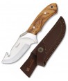 Cuchillo táctico para caza con virola de acero y Skinner con mango de madera de olivo