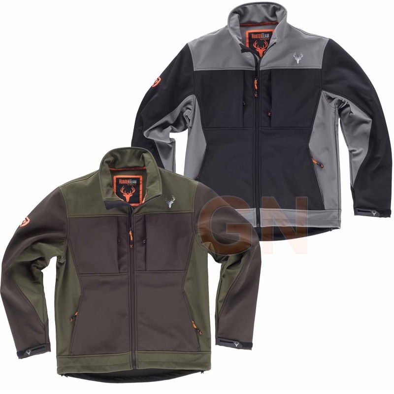 Cazadora softshell bicolor sin capucha, especial caza