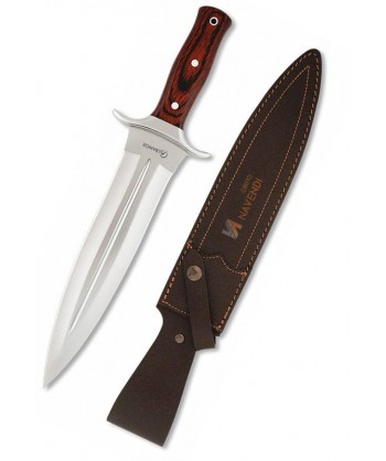 Cuchillo táctico para caza con virola de acero y hoja de 23,5 cm y puño de Stamina