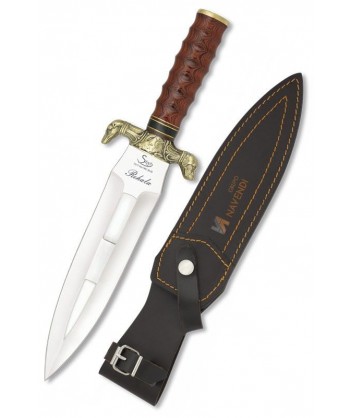 Cuchillo táctico para caza con virola de latón y hoja de 23 cm y puño de madera de Stamina