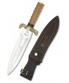 Cuchillo táctico para caza con virola de latón y hoja de 23 cm y puño de madera de olivo