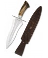 Cuchillo rematador de caza con hoja de 25,5 cm y mango de asta de ciervo