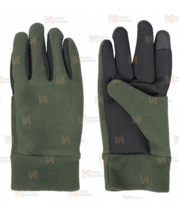 Guante finos de tejido polar color kaki con palma antideslizante