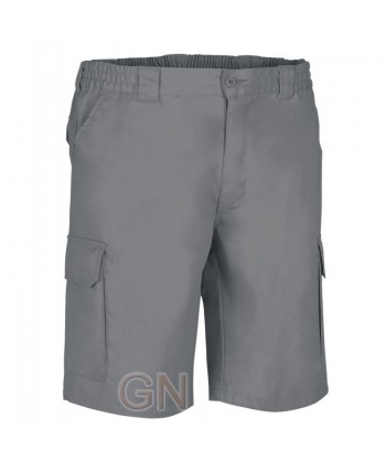 pantalón bermuda de tergal multibolsillos gris