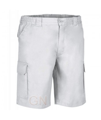 pantalón bermuda de tergal multibolsillos blanco