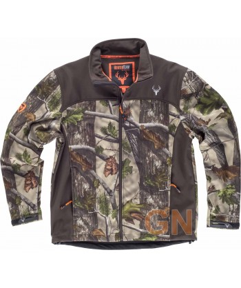 Cazadora softshell de camuflaje sin capucha