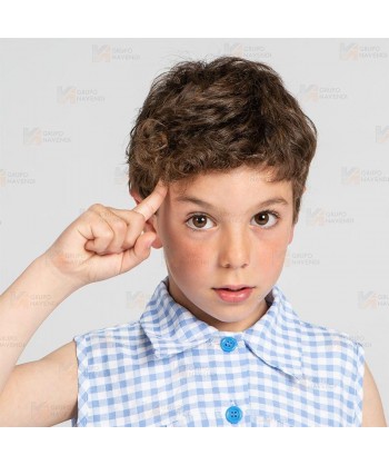 Babi o bata con dibujos infantiles en tejido vichy a cuadros para guarderías y colegios