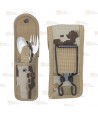 Set cubiertos de camping que consta de navaja multiusos, cuchara,, tenedor y funda nylon