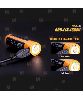 Batería de Li-Ion Fénix 1,5V y 1600 mAh con micro-USB de carga