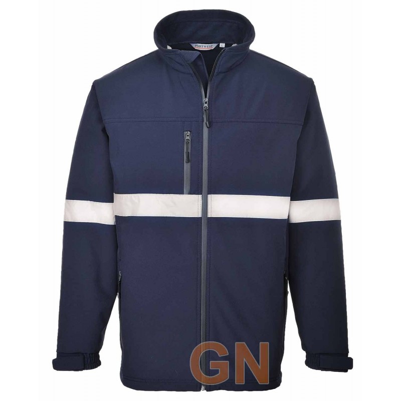 Chaqueta softshell de doble capa y cintas reflectantes marino
