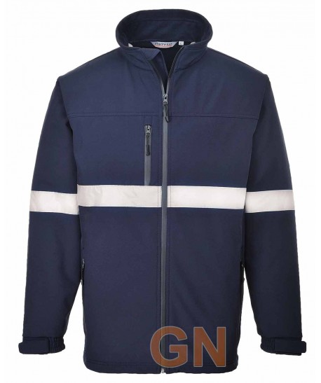 Chaqueta softshell de doble capa y cintas reflectantes marino