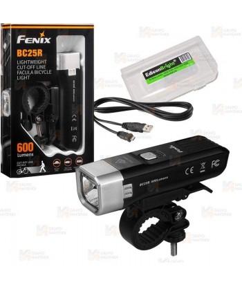 Foco linterna para bicicleta BC25R de Fenix. Proporciona 600 lúmenes