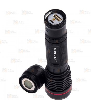 Linterna recargable con micro USB con zoom que proporciona 600 lúmenes