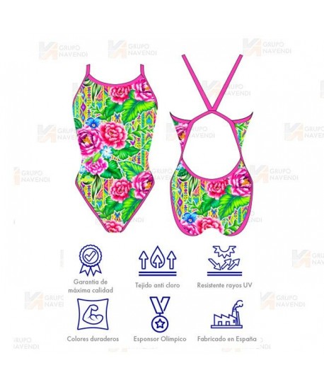 Bañador de natación de tirante fino king flower para mujer