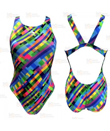 Bañador de natación Oxford de tirantes anchos para mujer