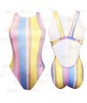 Bañador de natación Pastel Stripes de tirantes anchos para mujer
