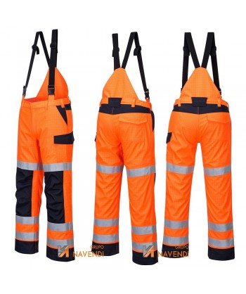 Pantalón ignífugo, antiestático, anti arco, impermeable, de alta visibilidad y con protección química tipo 6