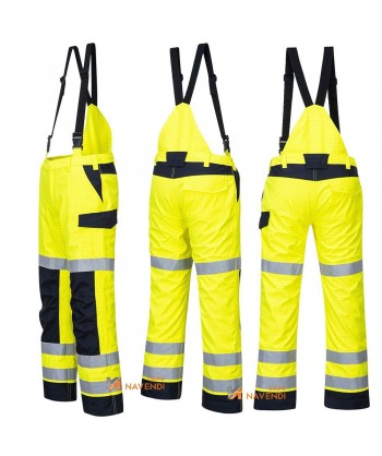 Pantalón ignífugo, antiestático, anti arco, impermeable, de alta visibilidad y con protección química tipo 6