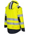 Parka ignífuga, antiestática, anti arco, impermeable de alta visibilidad y con protección química tipo 6