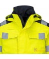Parka ignífuga, antiestática, anti arco, impermeable de alta visibilidad y con protección química tipo 6