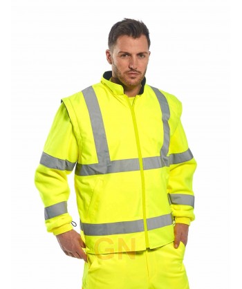 Parka bicolor de alta visibilidad desmontable 5 en 1 naranja flúor y marino