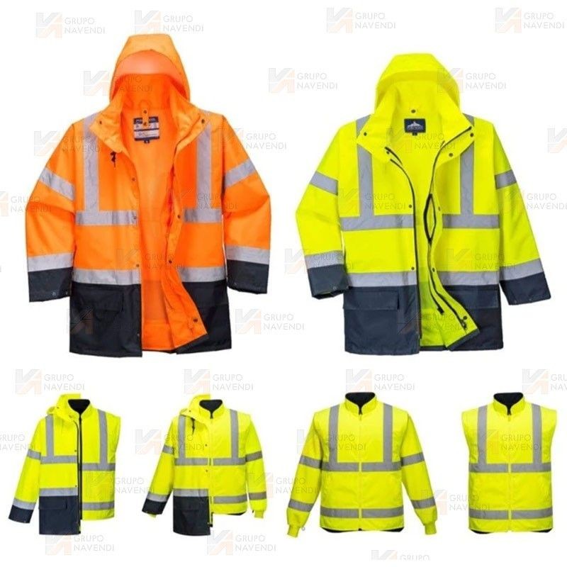 Parka bicolor de alta visibilidad desmontable 5 en 1