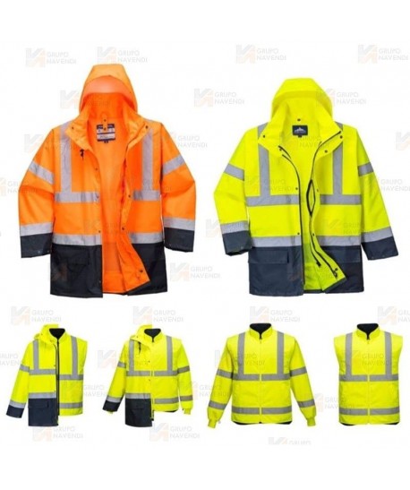Parka bicolor de alta visibilidad desmontable 5 en 1