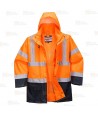 Parka bicolor de alta visibilidad desmontable 5 en 1 naranja flúor y marino