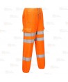 Pantalón deportivo con refuerzos en alta visibilidad naranja flúor