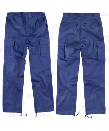 Pantalones multibolsillos triple costura y refuerzos en rodillas y culera color azulina