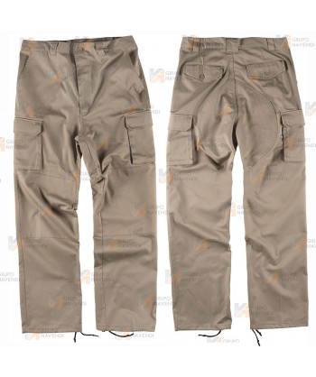 Pantalones multibolsillos triple costura y refuerzos en rodillas y culera color beige
