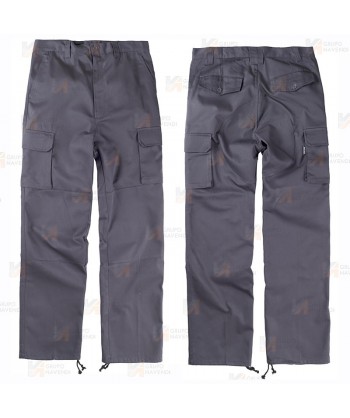 Pantalones multibolsillos triple costura y refuerzos en rodillas y culera color gris