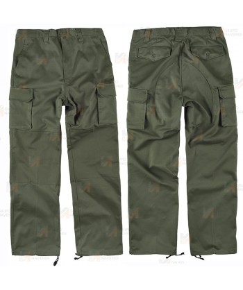Pantalones multibolsillos triple costura y refuerzos en rodillas y culera color verde militar