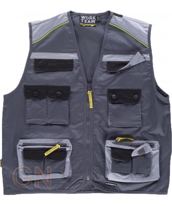 Chaleco combinado multibolsillos tipo reportero color gris oscuro/gris claro