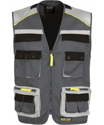 Chaleco combinado multibolsillos tipo reportero color gris oscuro/gris claro