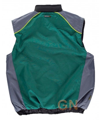 Chaleco combinado, multibolsillos y acolchado verde oscuro/gris