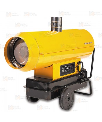 Calefactor a gasoil con chimenea de 85 kW-73.119 Kcal/h y 4.300 m³/h. Combustión indirecta