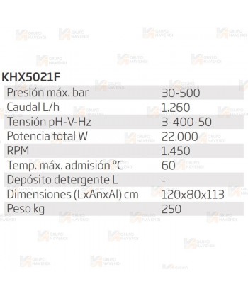 Hidrolimpiadora trifásica para uso intensivo de agua fría a 500 Bar y 1260 litros/hora