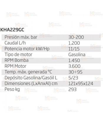 Hidrolimpiadoras a gasolina de agua caliente a 200 BAR, 1.200 l/h