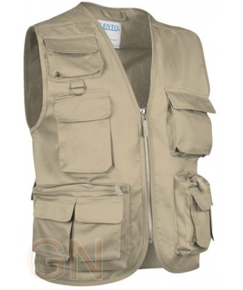 Chaleco económico tipo safari beige