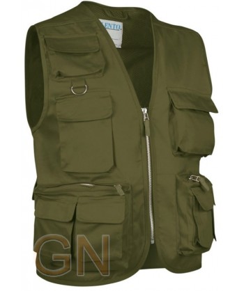 Chaleco económico tipo safari verde militar