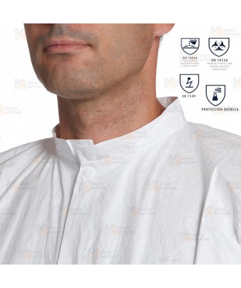 Bata TYVEK 500 cuello mao, corchetes y bolsillos (Tipo PB6)