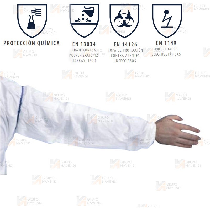 Manguitos Tyvek 500 protección química y biológica Tipo 6