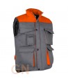 Chaleco acolchado, bicolor, multibolsillos gris/naranja