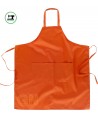 Delantal con peto de color liso y bolsillos  color naranja
